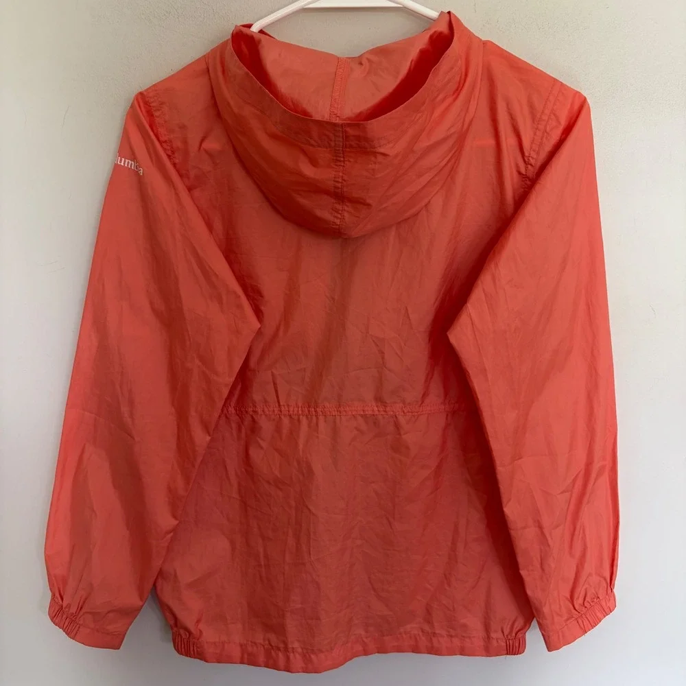 Columbia Kids Windbreaker Jacket Coral‎ Orange Purple Hooded Full Zip Size M